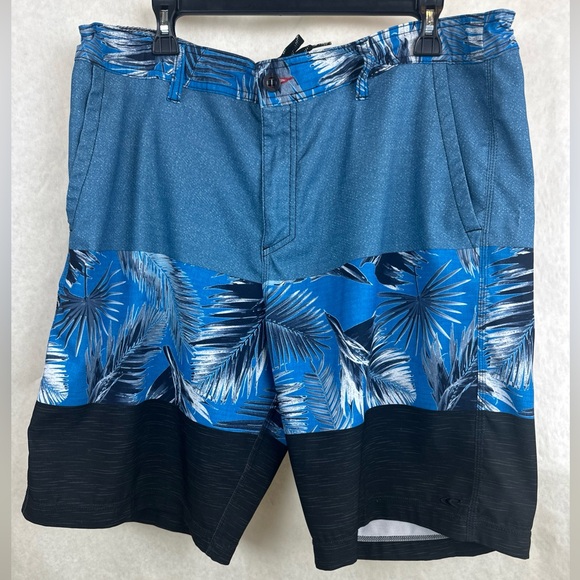O'Neill Other - O'Neill Mens Hybrid Size 38 Swimwear Black Gray Blue Swim Board Shorts